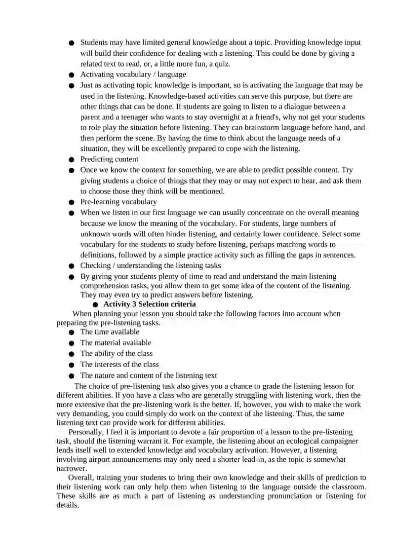 Creating pre-, while-, and post-listening activities 2