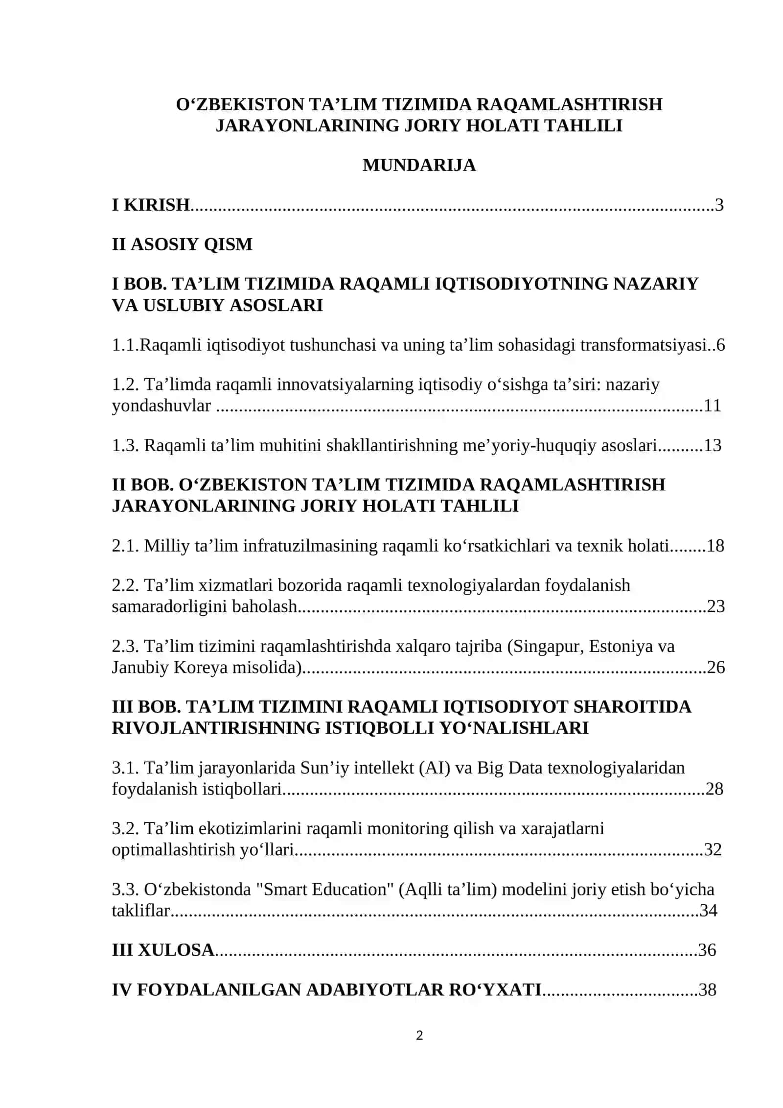 O‘zbekiston ta’lim tizimida raqamlashitirish jarayonlarining joriy holati tahlili 2