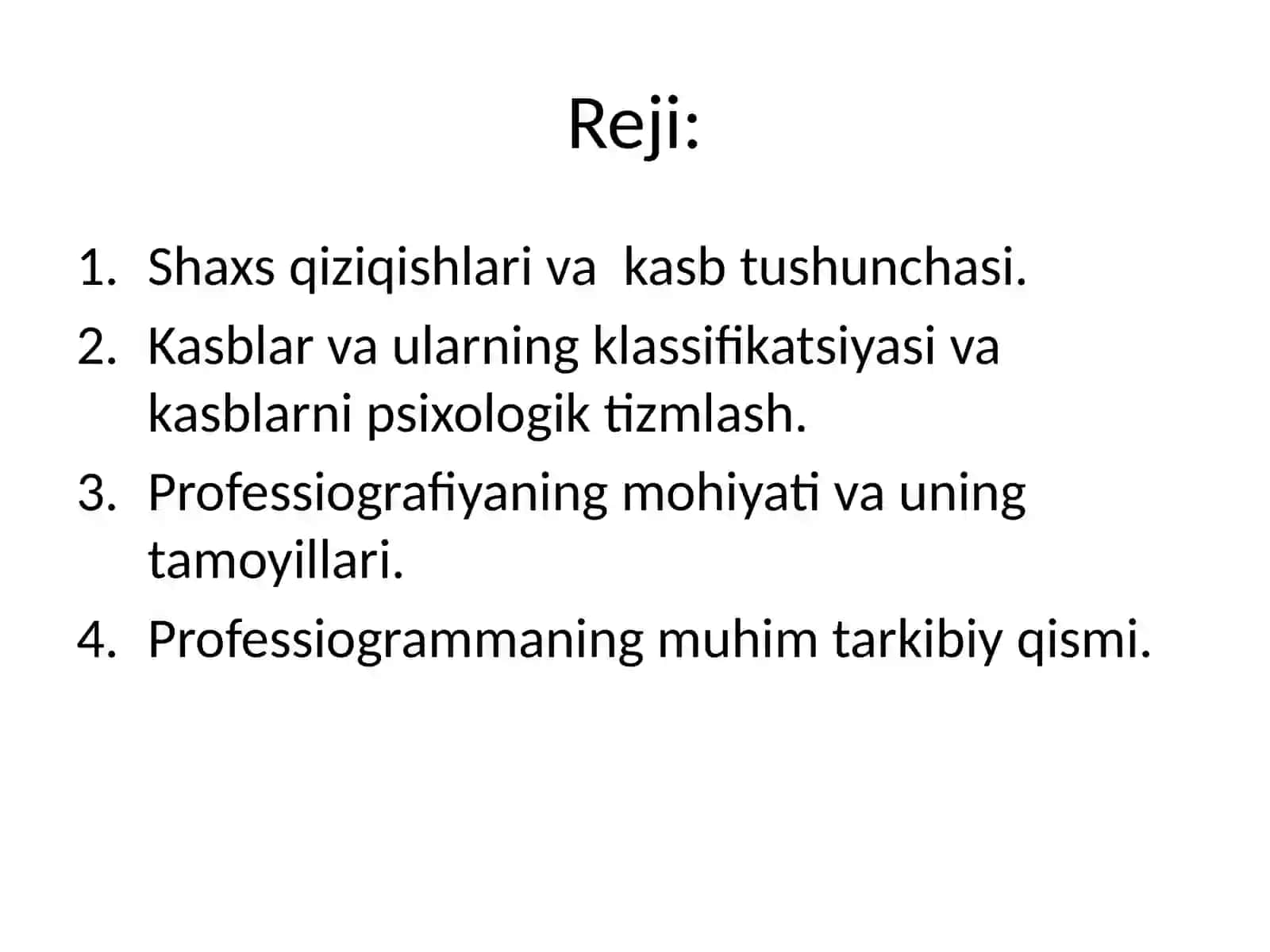 Kasblar va ularning klassifikatsiyasi. Professiografiya ning (professiogramma) mohiyati 2