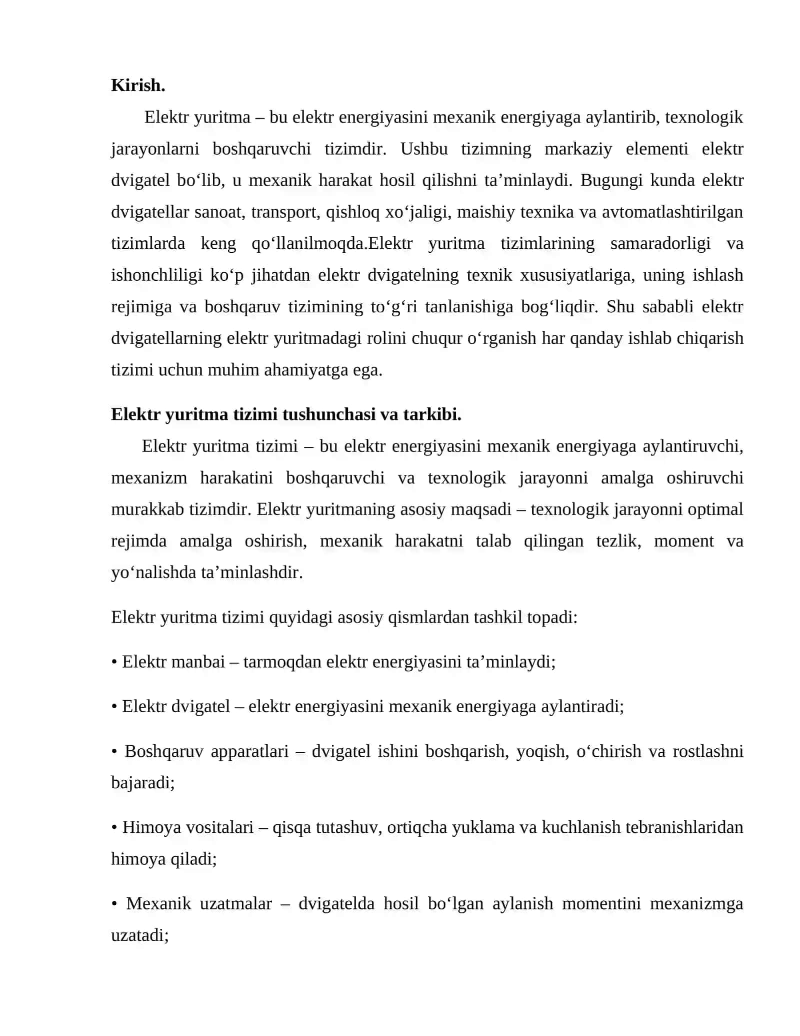 Elektr dvigatellarining elektr yuritmadagi roli 2