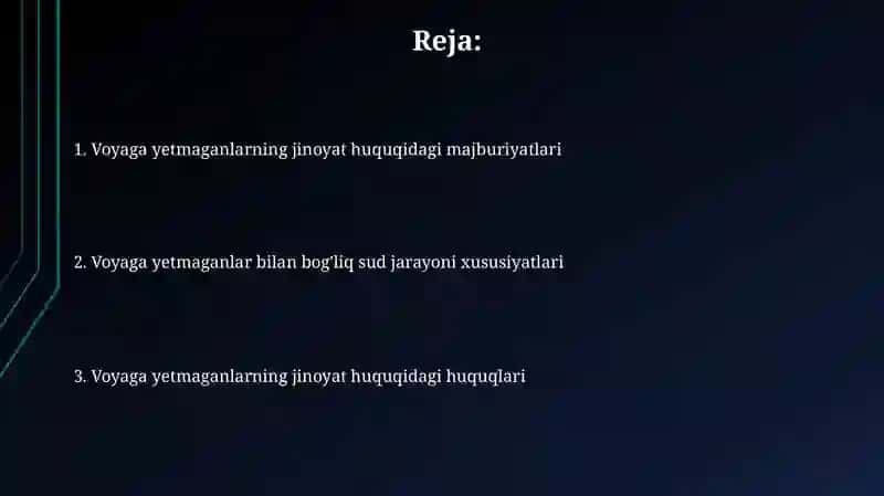 Jinoyat qonunchiligida voyaga yetmaganlarning huquq va majburiyatlari 2