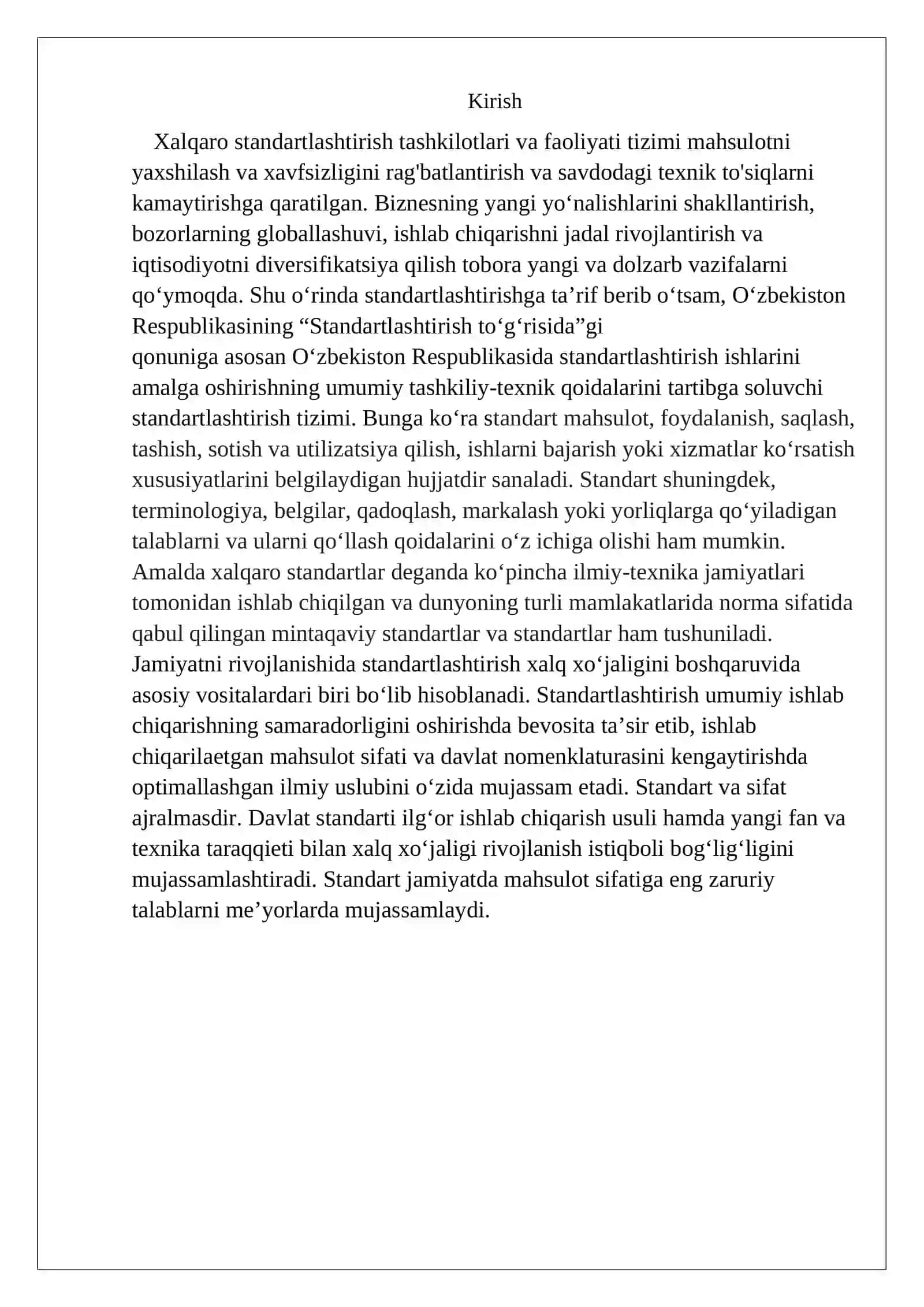Xalqaro standartlashtirish faoliyati va tashkilotlari 2