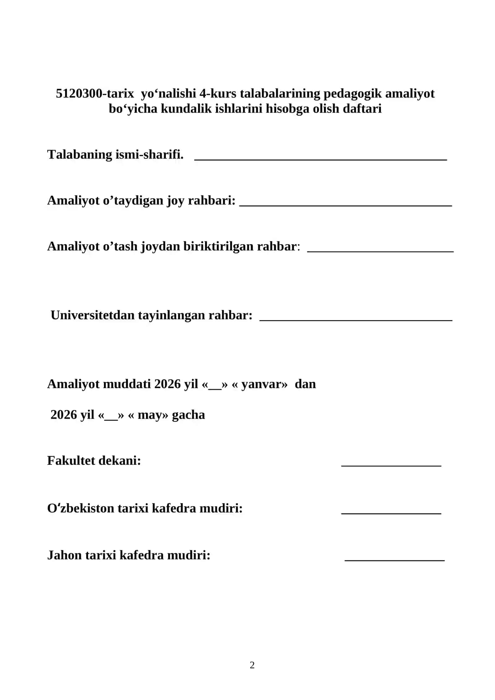 TALABANING PEDAGOGIK AMALIYOT KUNDALIGI 2