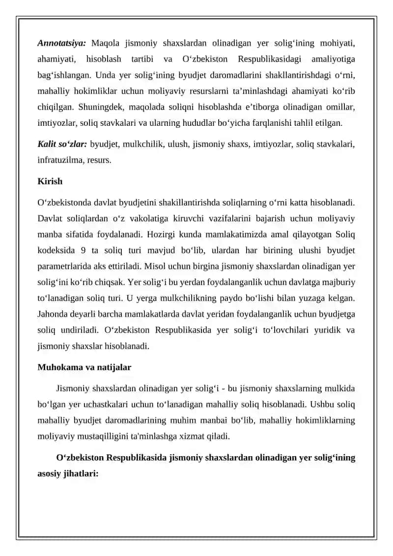 Jismoniy shaxslardan olinadigan yer solig‘i 2