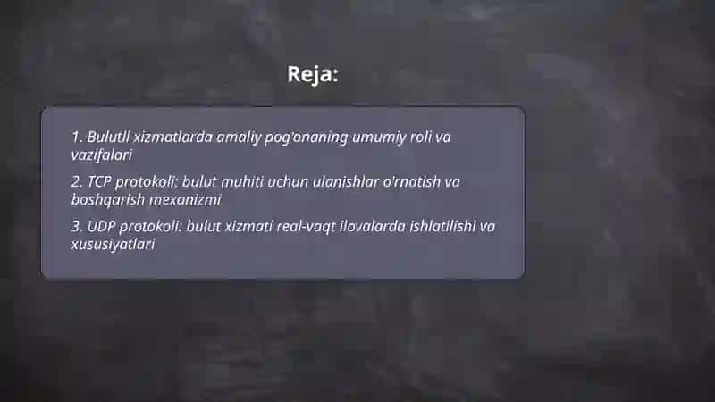 Bulutli xizmatlarda (Cloud Services) amaliy pog'onaning roli 2