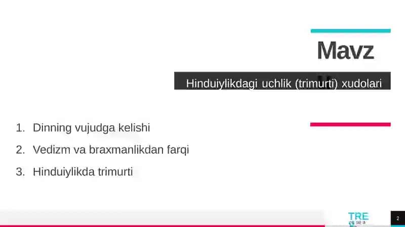 Hinduiylikdagi uchlik (trimurti) xudolari 2