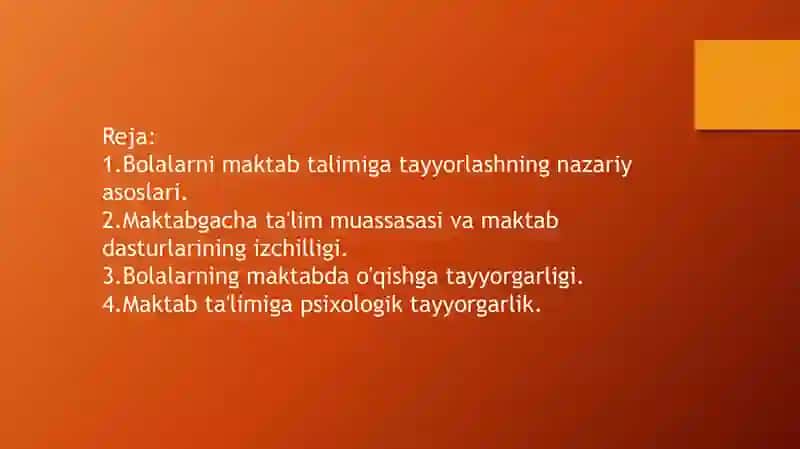 Maktab talimiga tayyorlash 2