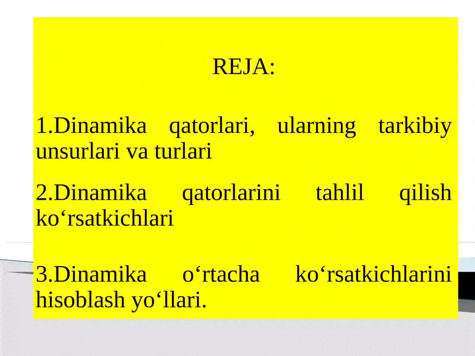Dinamikаni statistik o’rganish usullari 2