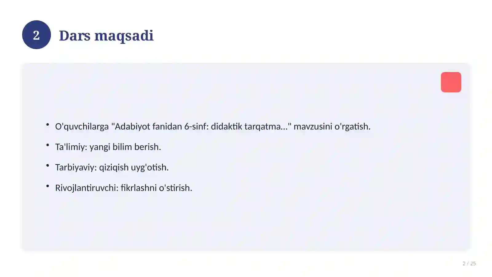 Adabiyot fanidan 6-sinf: didaktik tarqatma materiallar 2