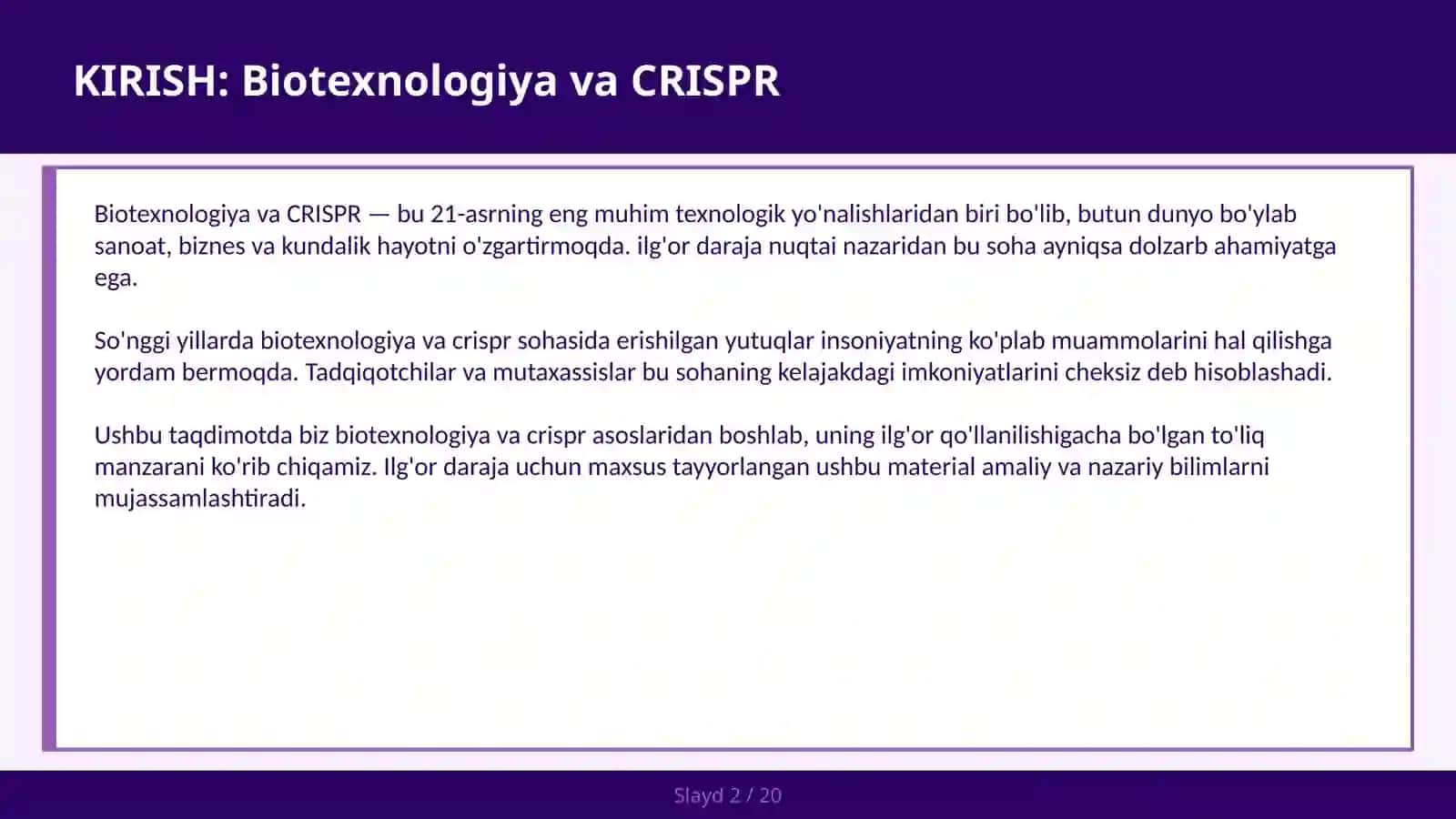 Biotexnologiya va CRISPR 2