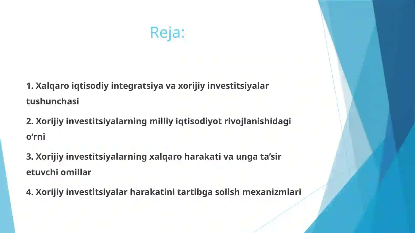 Iqtisodiyotning xalqaro integratsiyada xorijiy investitsiyalarning o‘rni va ularning xalqaro harakatini tartibga solish 2