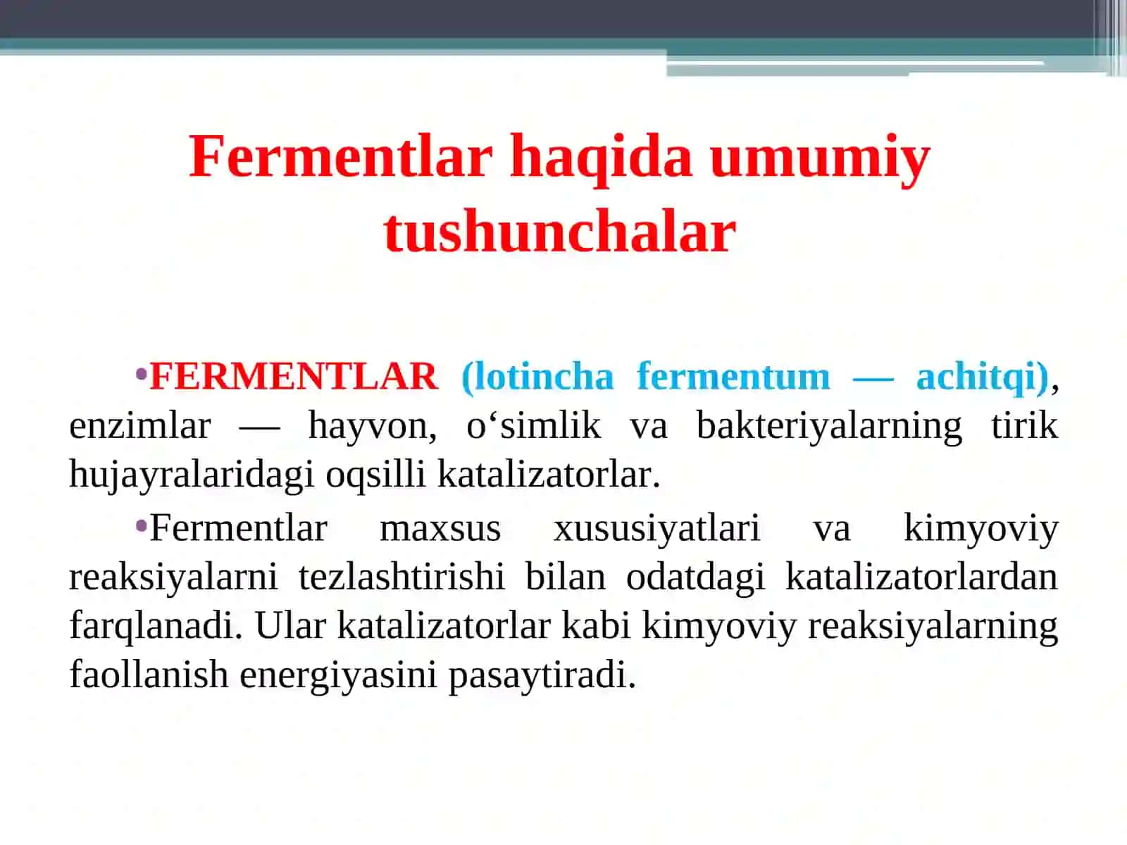 Fermentlar vaularning qishloq xo‘jalik mahsulotlari ni saqlash va qayta ishlashda g‘or ni 2
