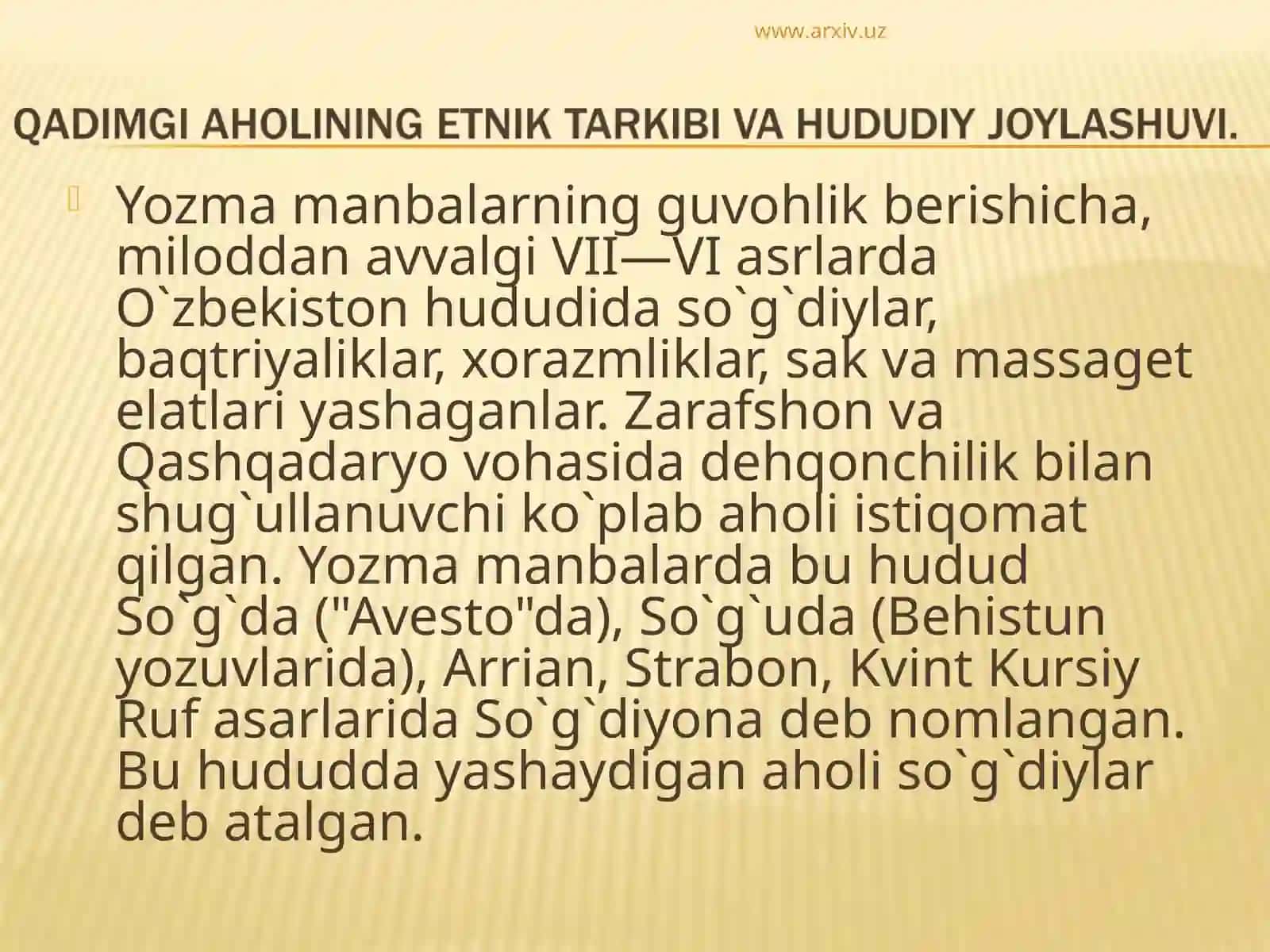 O`zbekiston tarixi eng qadimgi yozma manbalarda 2