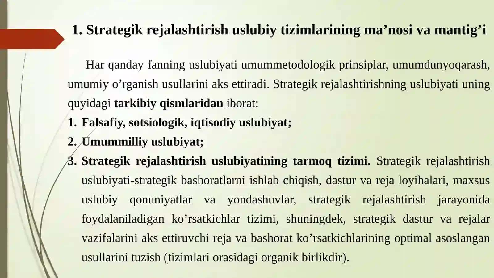 Strategik rejalashtirish uslubiy tizimlarining ma’nosi va mantig’i 2