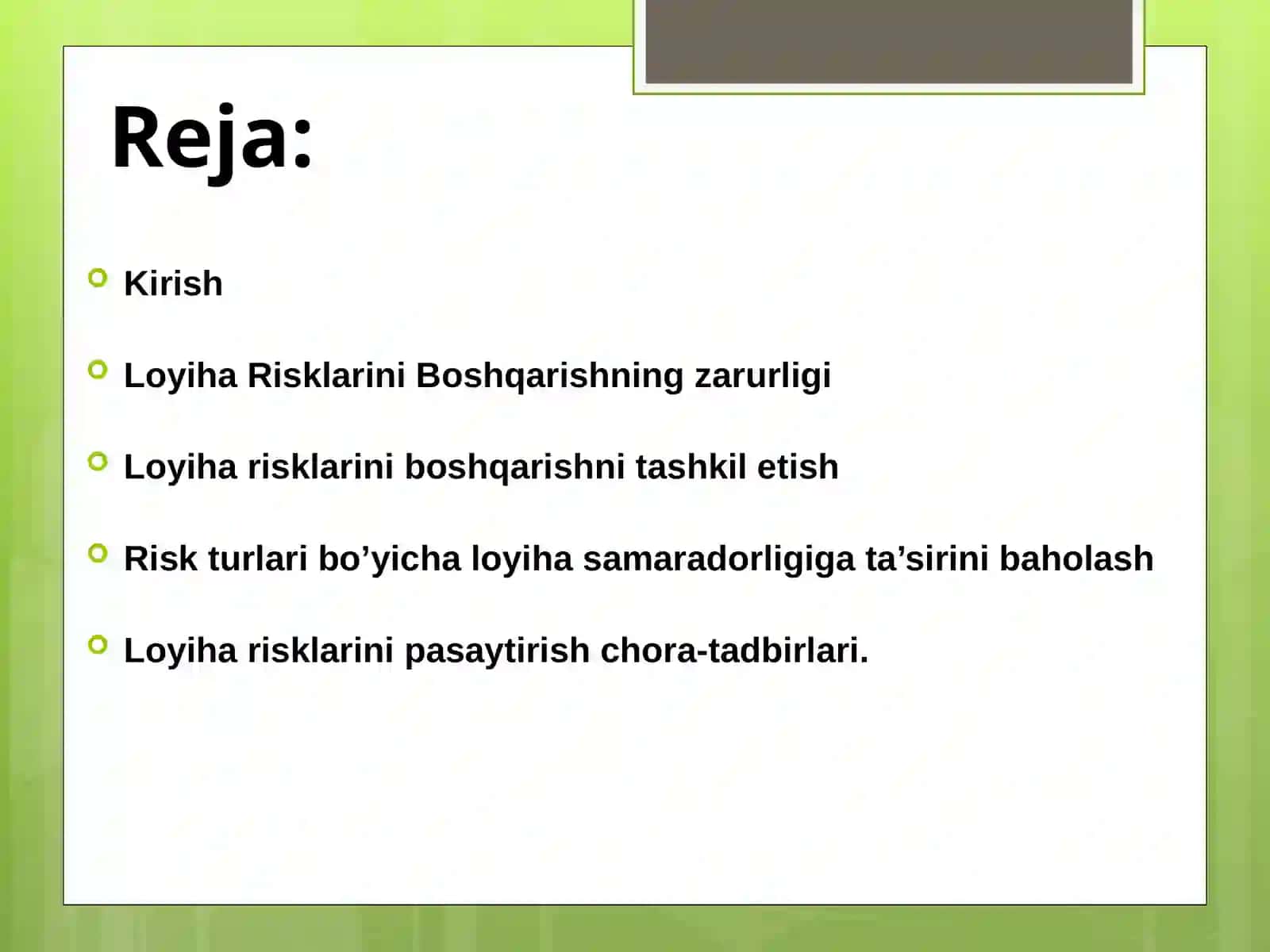 Investitsiya Loyihasi Risklarini Boshqarish 2