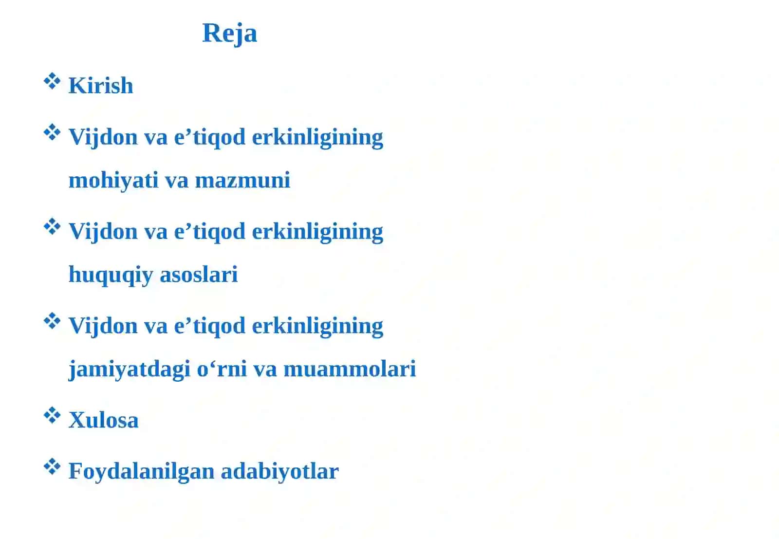 Vijdon va e'tiqod erkinligining ta'rifi 2