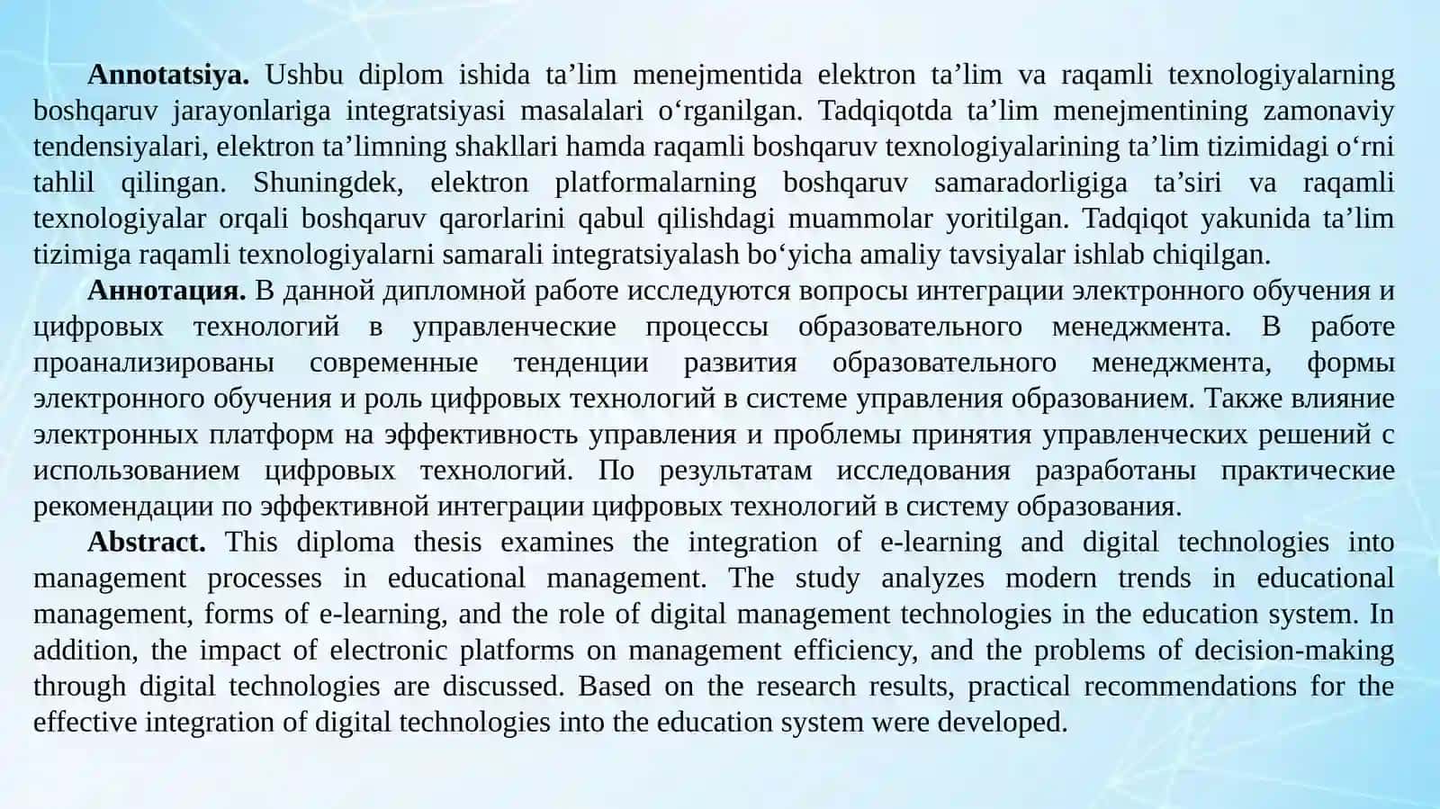 TA’LIM MENEJMENTIDA ELEKTRON TA’LIM VA RAQAMLI TEXNOLOGIYALARNING BOSHQARUV JARAYONLARIGA INTEGRATSIYASI 2