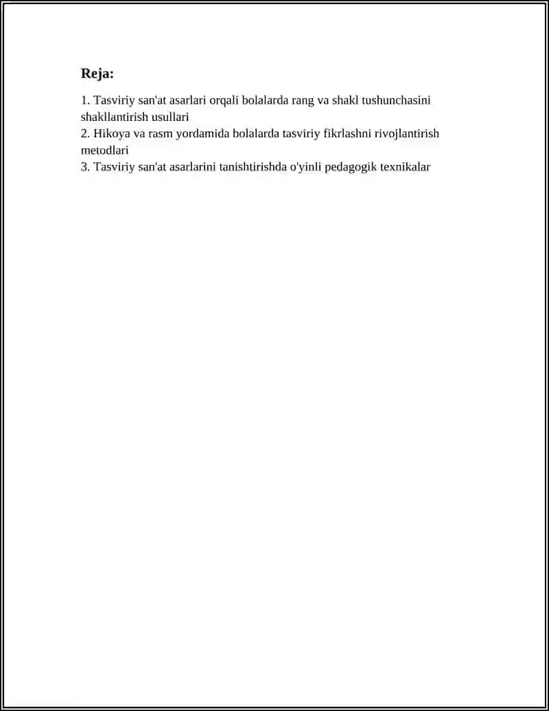 MAKTABGACHA KATTA YOSHDAGI BOLALARNI TASVIRIY SAN'AT ASARLARI BILAN TANISHTIRISH USULLARI 2
