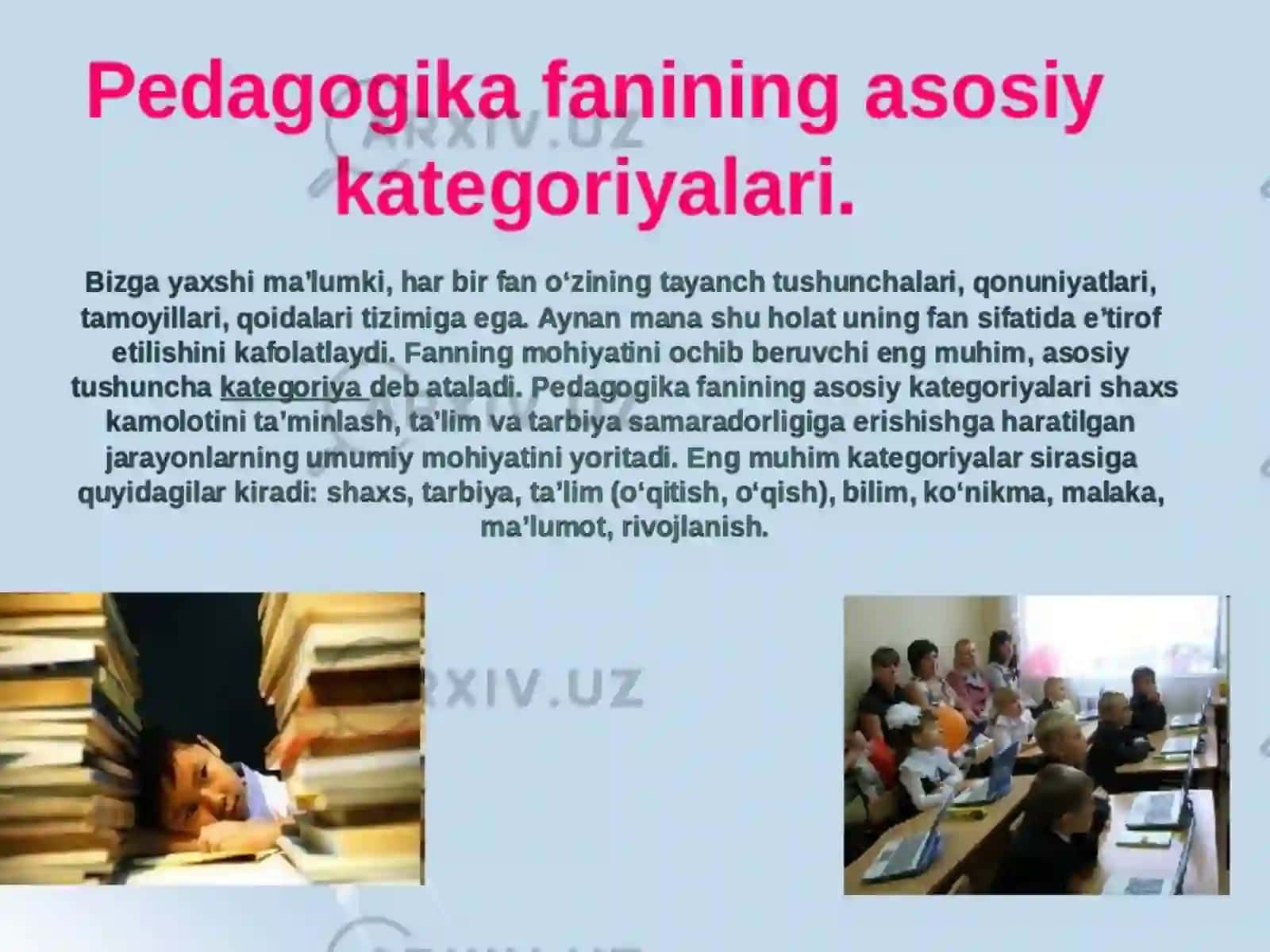 ORIENTALPedagogika shaxs tarbiyasi va rivojlanishi to`g`risidagi fan. Ilmiy-pedagogik tadqiqiotlar metodologiyasi va metodlari 2