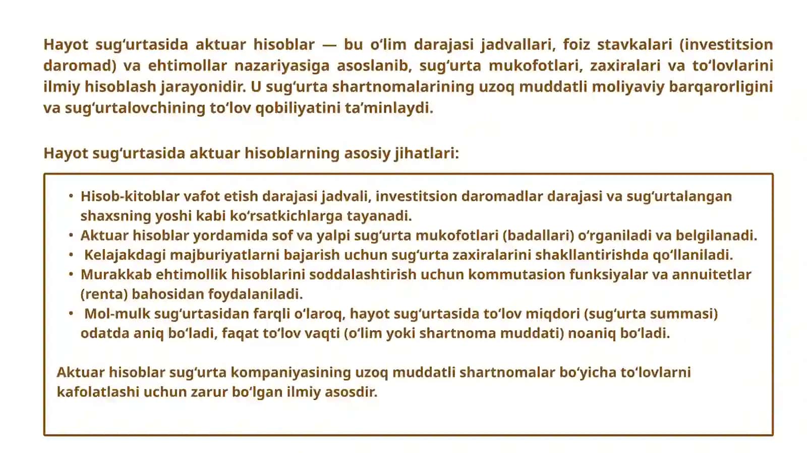 HAYOT SUG’URTASIDA AKTUAR HISOBLARNI AMALGA OSHIRISH 2