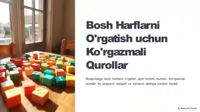 Bosh Harflarni O'rgatish uchun Ko'rgazmali Qurollar 2