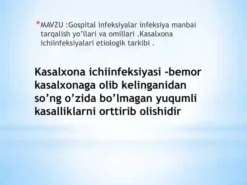Kasalxona ichki infeksiyalari 2