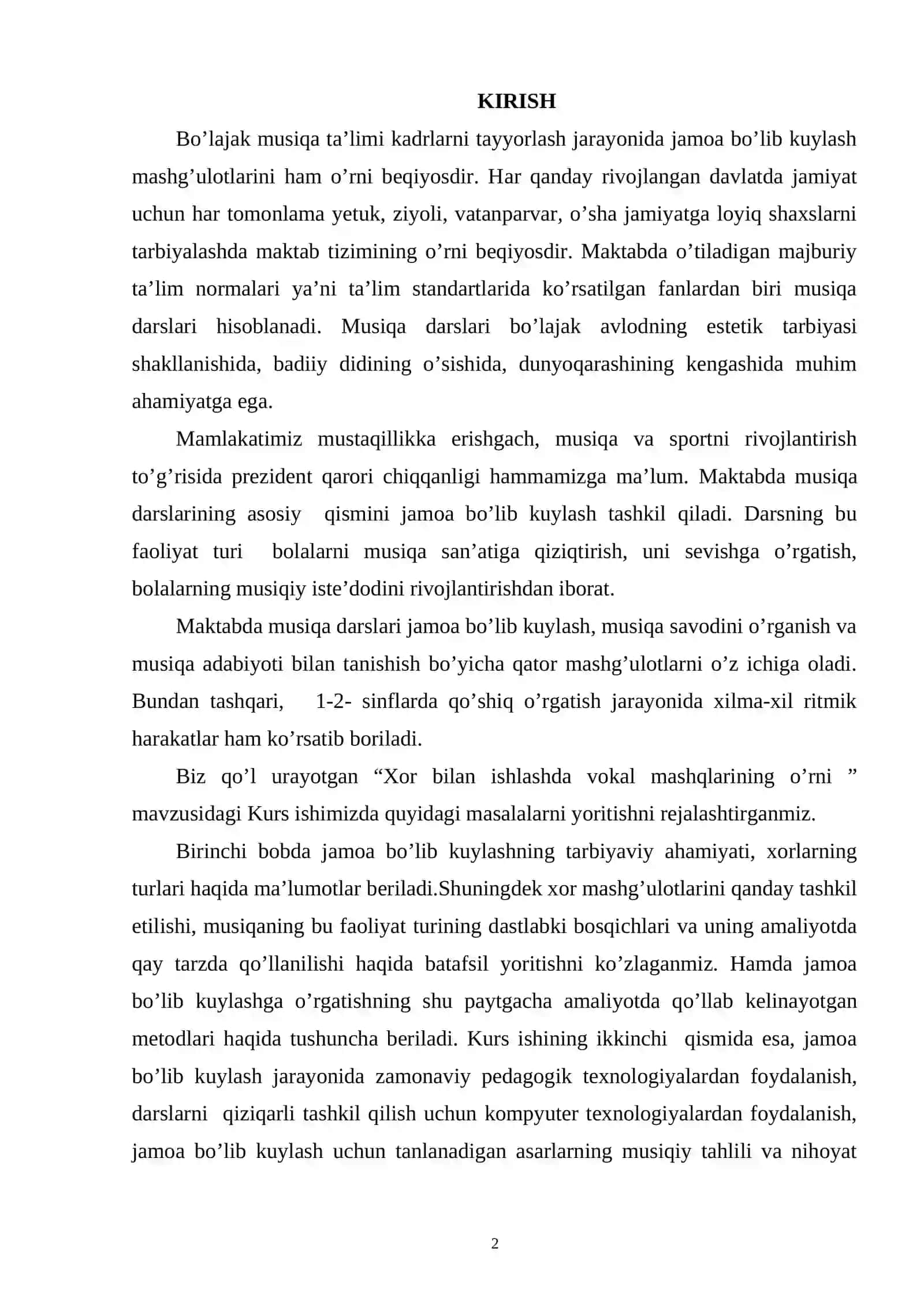 O'ZBEKISTONDA VOKAL SAN'ATIDA AYOL OVOZLARINING IJROCHILIGI VA USLUBLARI 2