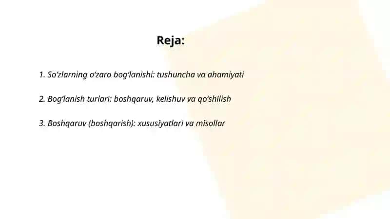 Soʻzlarning oʻzaro bogʻlanishi va boʻglovchi vositalar 2