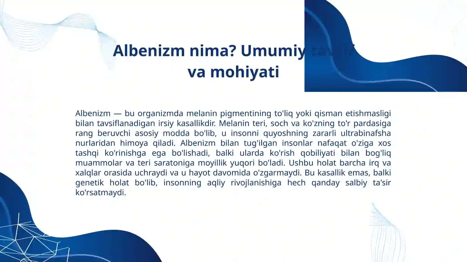 Albenizm: Genetik tabiat va uning inson hayotidagi o'rni 2