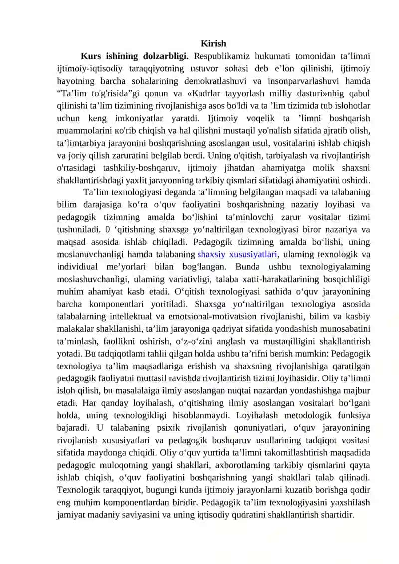 Texnologiya Tushunchasining Tarixiy Jarayoni va Uni Ta`limga Moslashtirish Tushunchasi 2