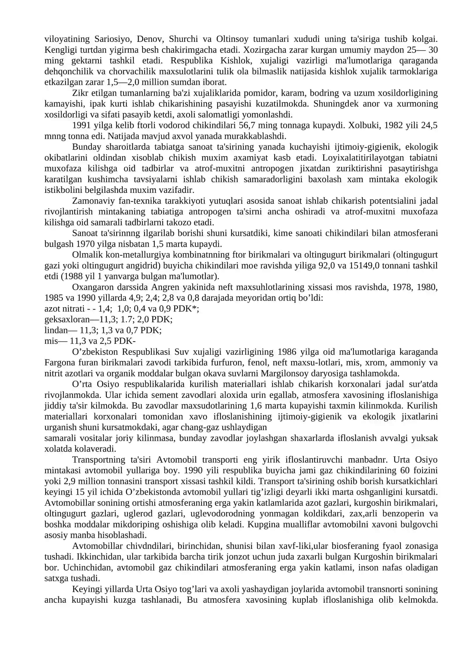 Mintaqa biosfеrasiga -sanoatning ta'siri-trasportning ta'siri-qishloq xo’jaligining ta'siri 2
