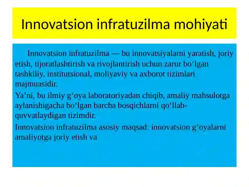 Innovatsion faoliyat infratuzilmasini tashkiliy -iqtisodiy mexanizmlari 2