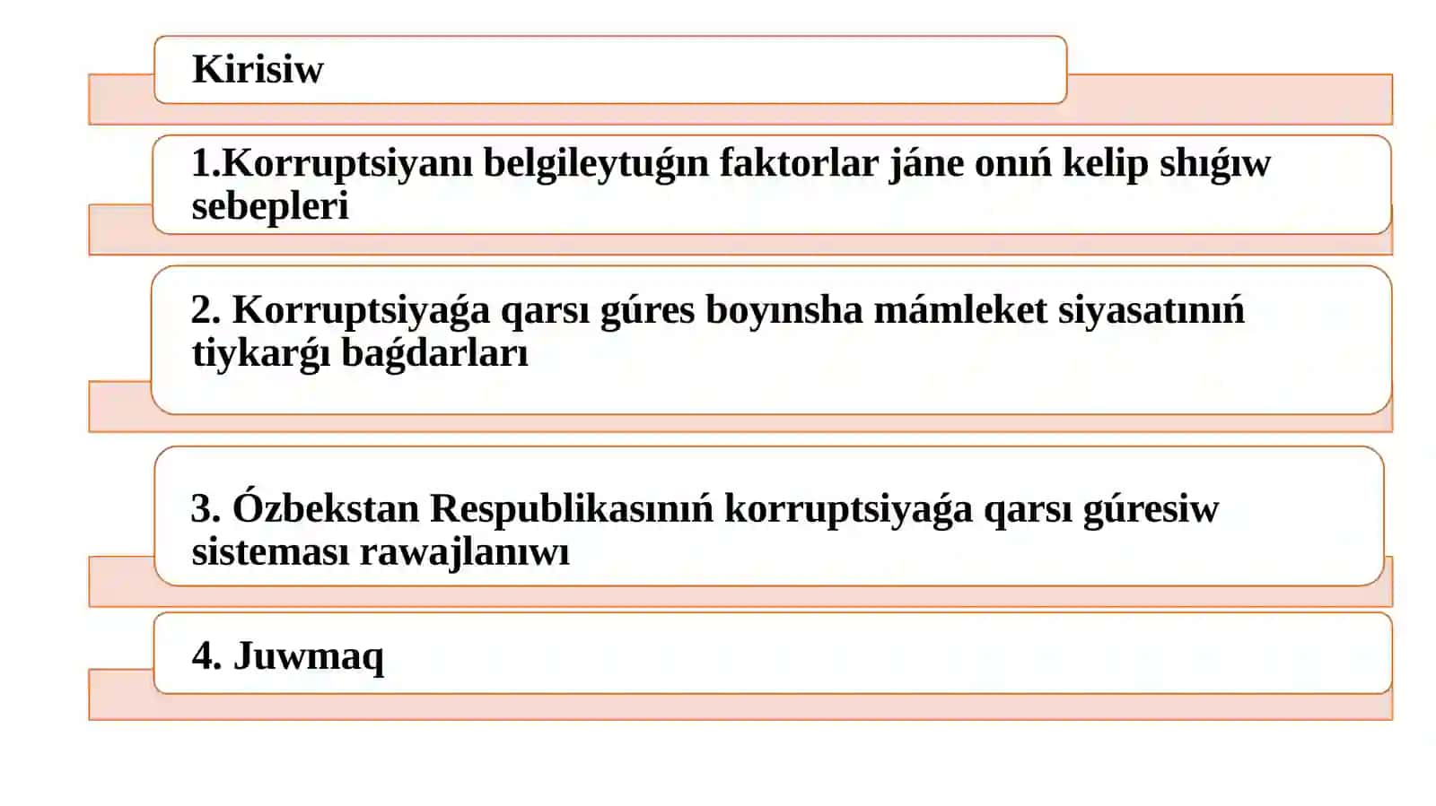 Korruptsiyaǵaqarsıgúresiwboyınsha Ózbekstan Respublikası mámleket siyasatınıń tiykarǵı baǵdarları 2