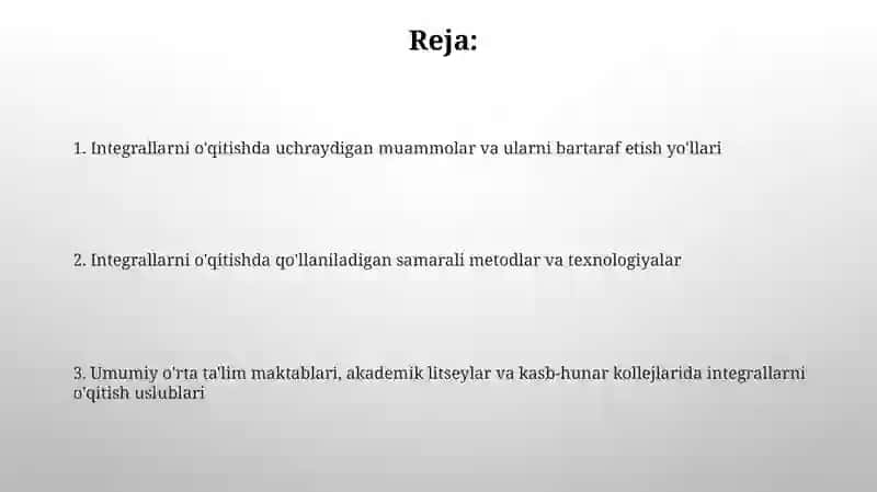 Integrallarni o'qitishda uchraydigan muammolar va ularni bartaraf etish yo'llari 2