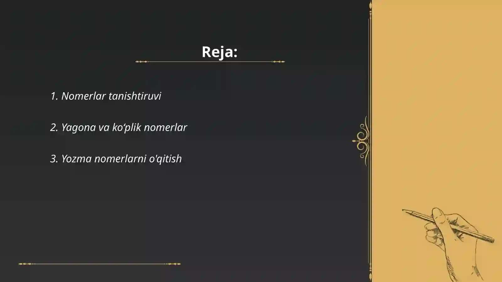 Konsentrlar bo'yicha nomerlashga o'rgatish metodikasi 2