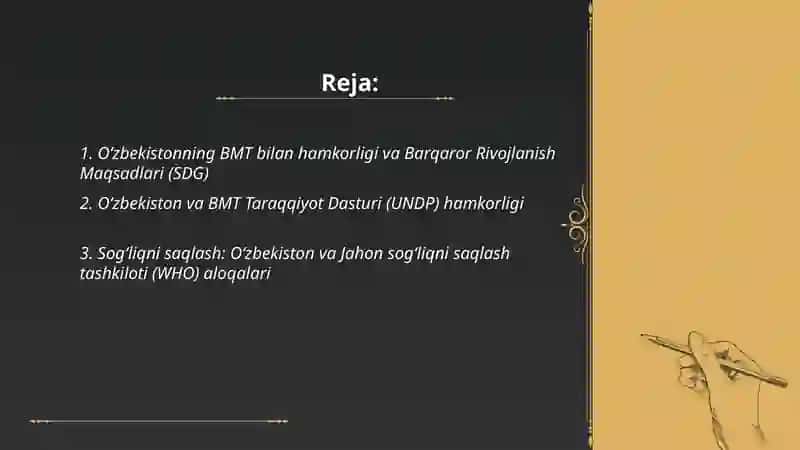 Oʻzbekistonning xalqaro tashkilotlar bilan hamkorlik aloqalari 2