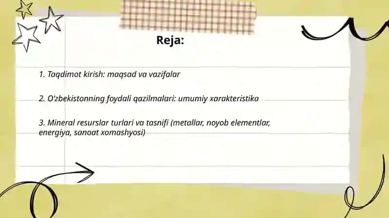 Oʻzbekistonning foydaliy qazilmalari haqida maʼlumotlar tayyorlash va xaritada belgilash 2
