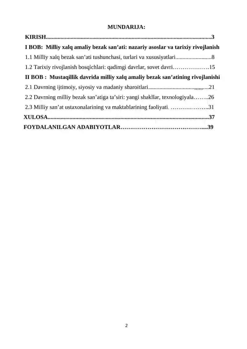 Mustaqilligi davrida milliy xalq amaliy bezak san’atining rivojlanishi 2