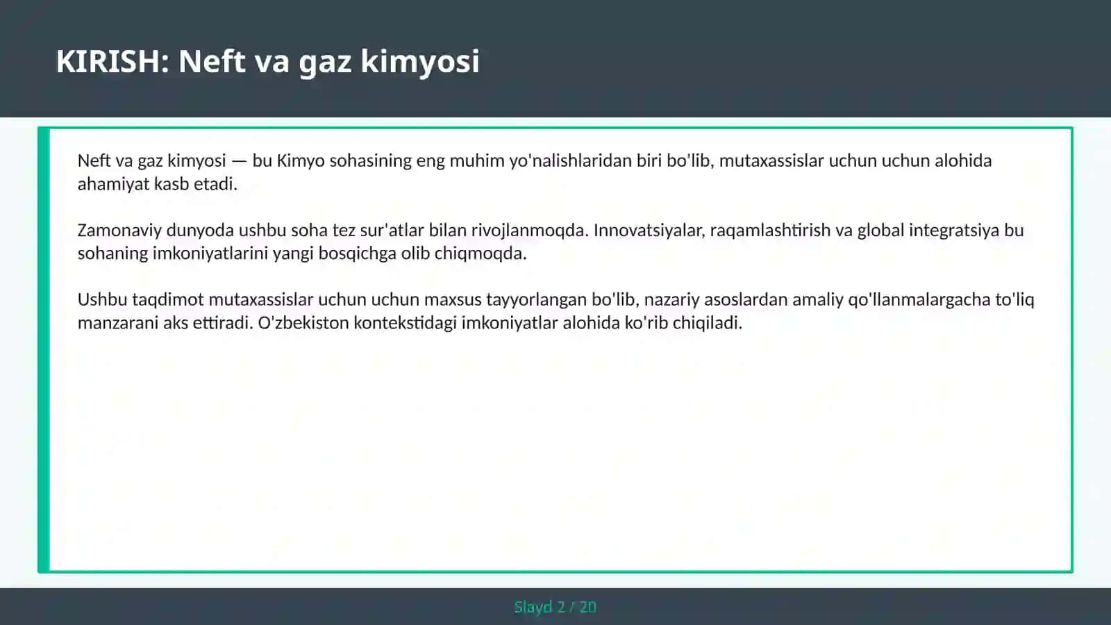 Neft va gaz kimyosi 2
