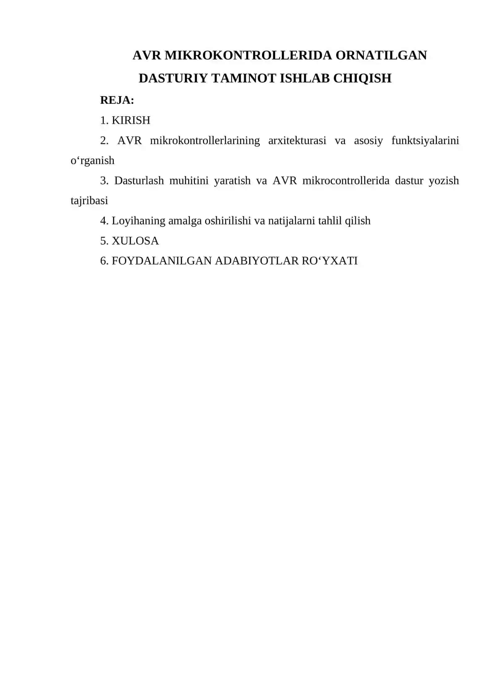 AVR MIKROKONTROLLERIDA ORNATILGAN DASTURIY TAMINOT ISHLAB CHIQISH 2