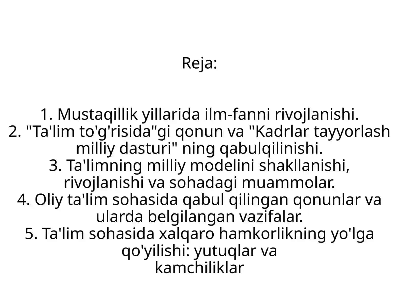 Oʻzbekiston data ʼlim sohasidagi amalga Odhirilgan islohotlar 2