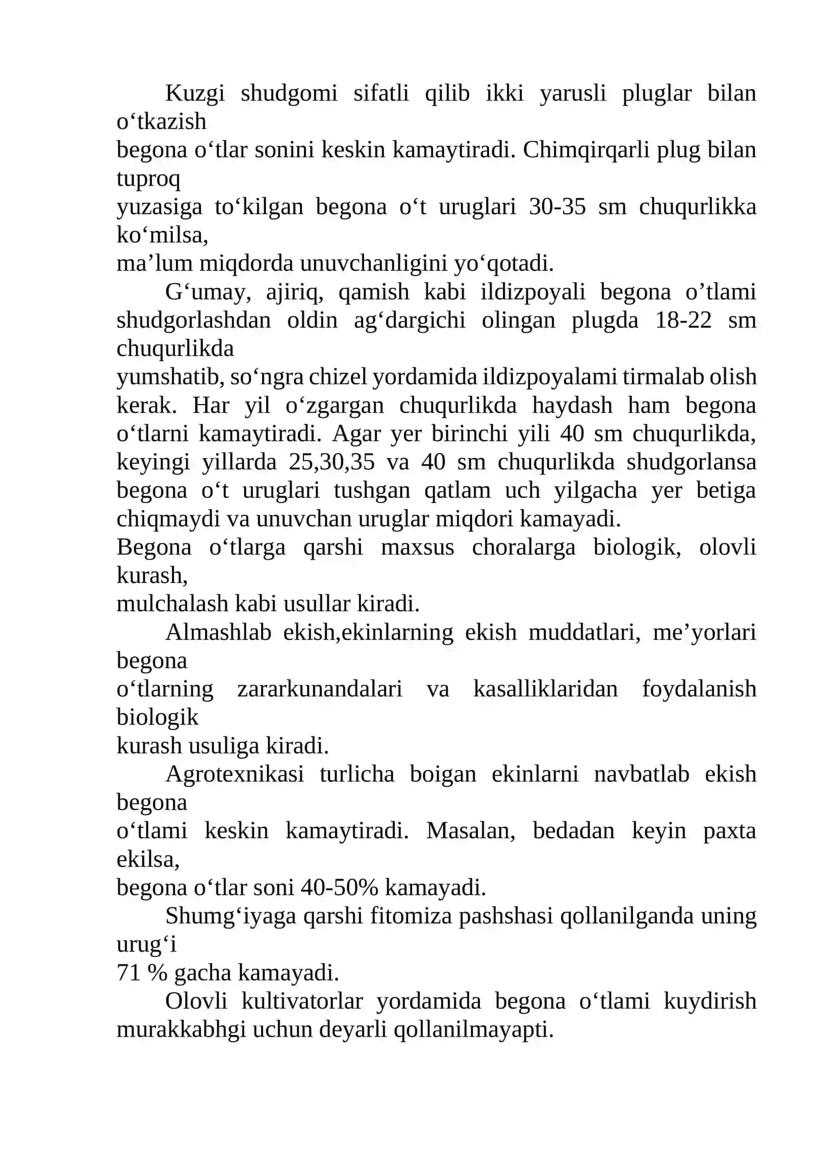BEGONA O‘TLARGA QARSHI KURASH CHORALARI 2