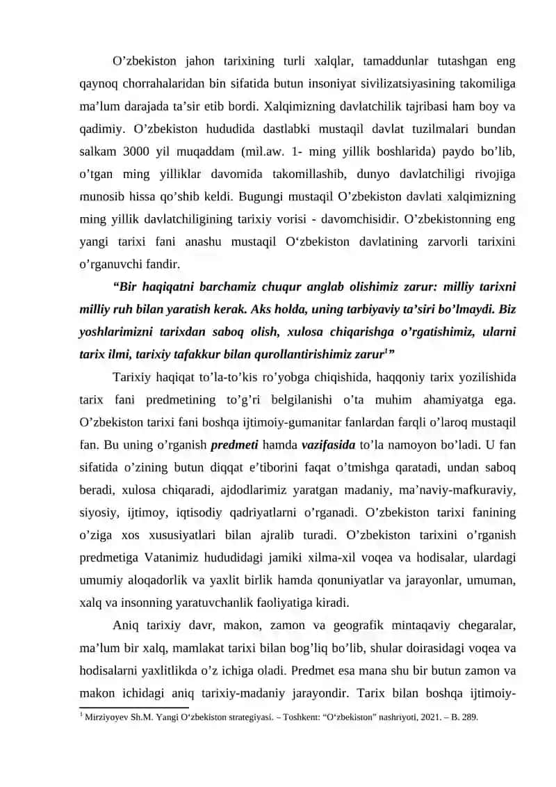 O‘zbеkistоnning еng yаngi tаriхi о‘quv fаnining рrеdmеti, mаqsаdi vа vаzifаlаri 2