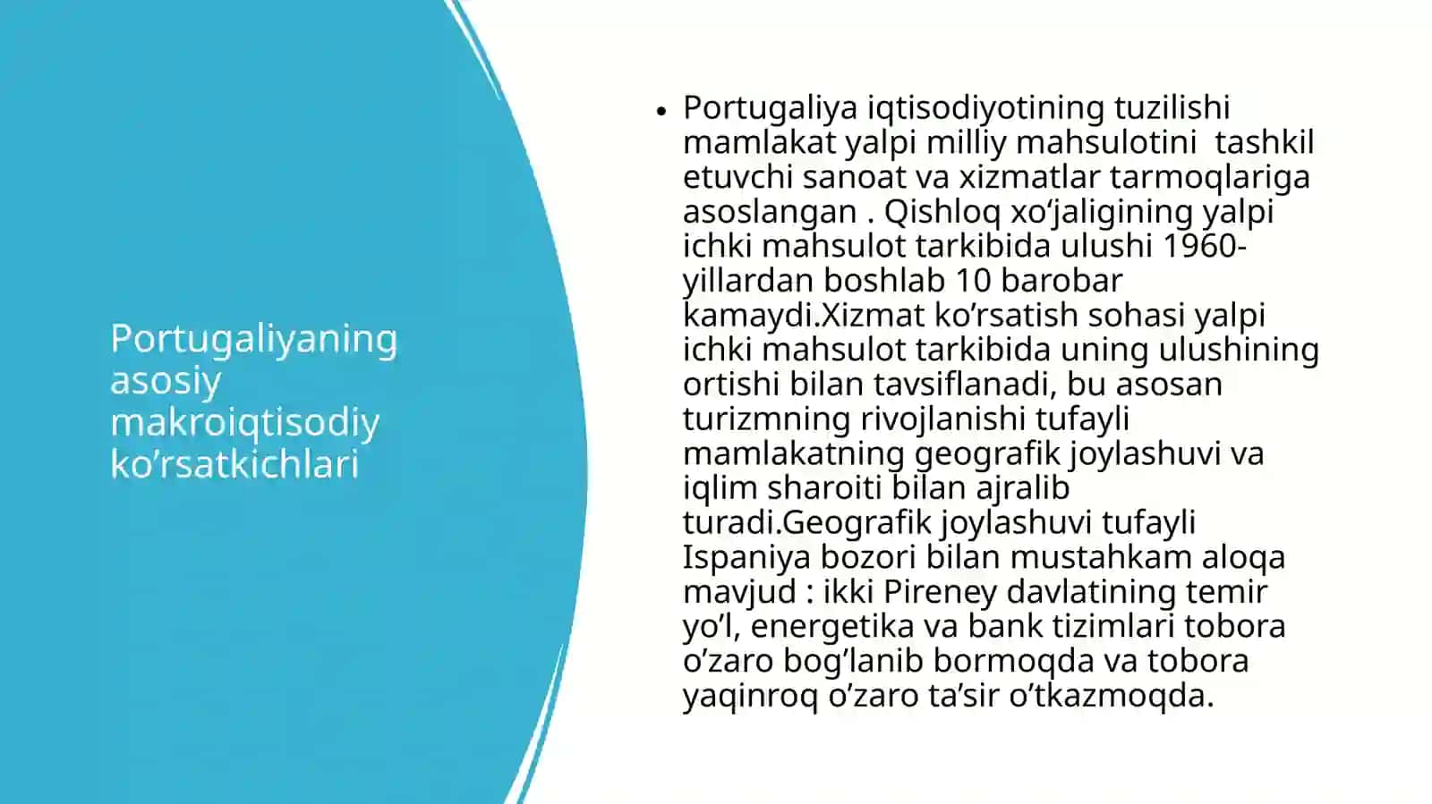 Portugaliyaning asosiy makroiqtisodiy ko’rsatkichlari 2