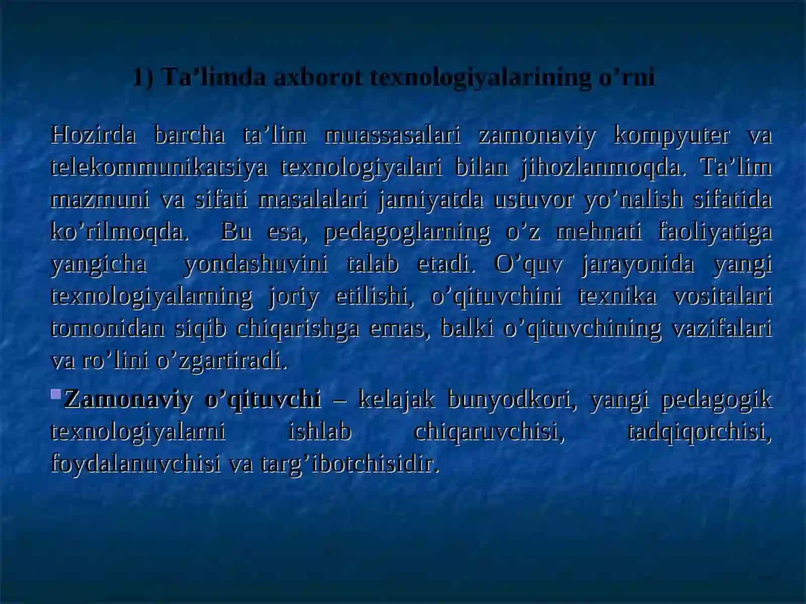 FIZIKA FANINIO’QITISHDA AXBOROT TEXNOLOGIYALARINING O’RNI 2