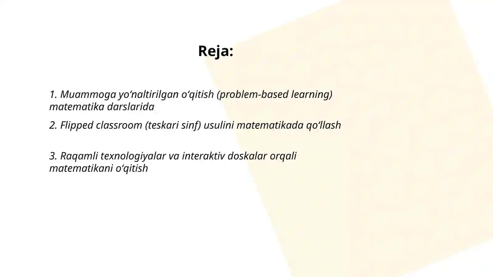 Matematikaga oʻrgatishning zamonaviy metodlari 2
