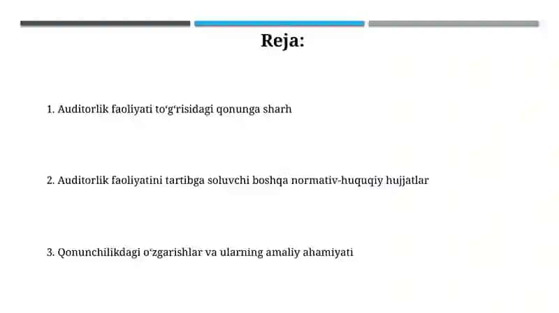 Auditorlik faoliyati to’g’risidagi qonun va boshqa normativ - huquqiy hujjatlar sharhi 2