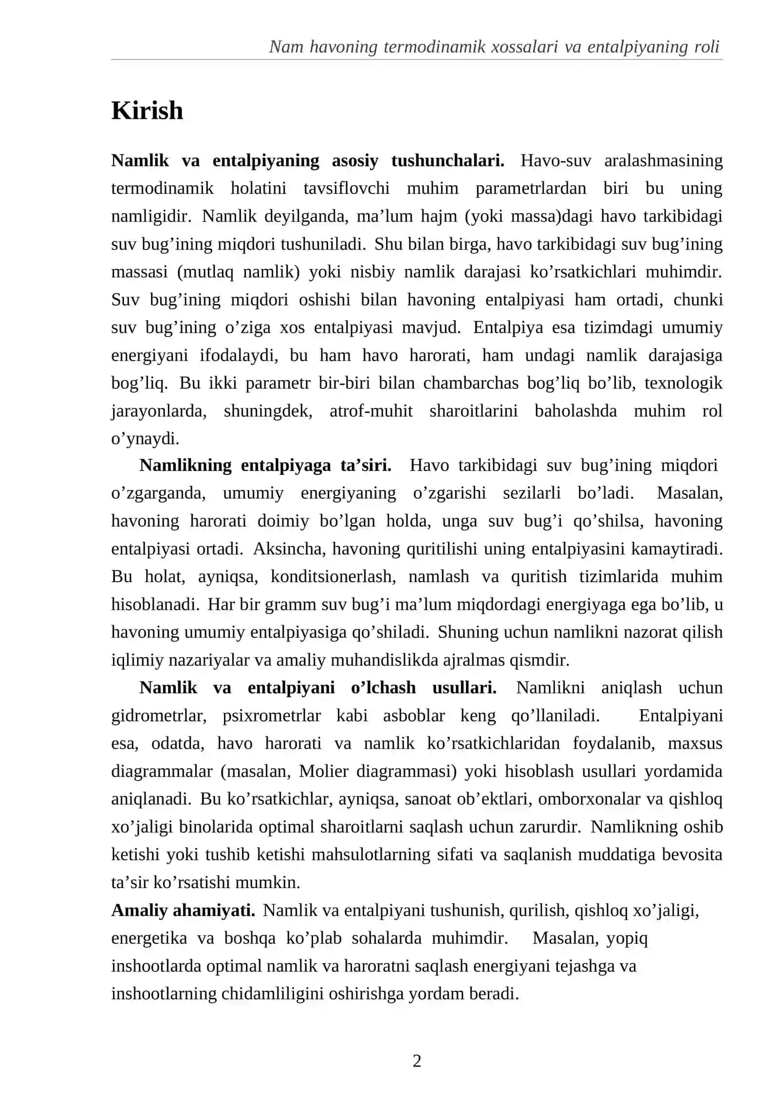 Nam havoning termodinamik xossalari va entalpiyaning roli 2