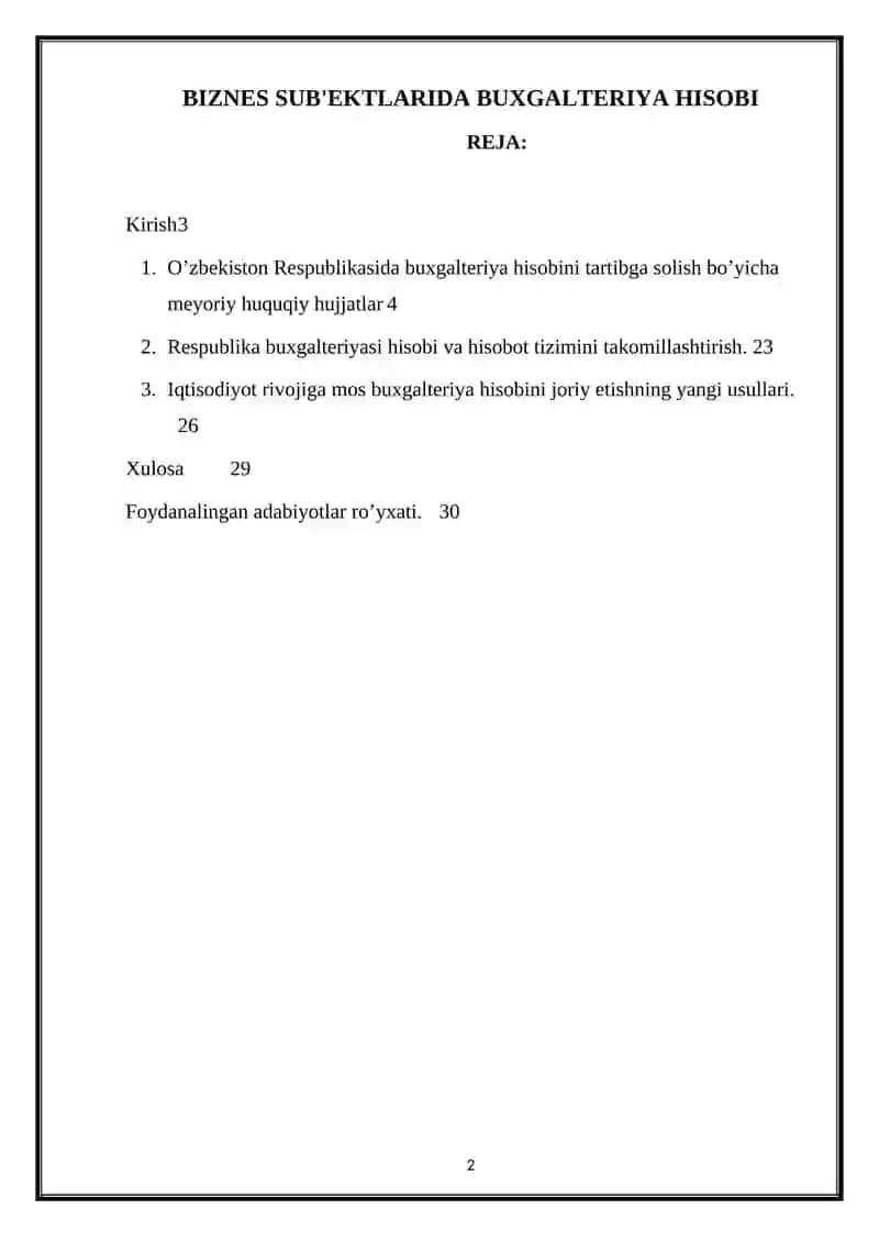 BIZNES SUB'EKTLARIDA BUXGALTERIYA HISOBI 2