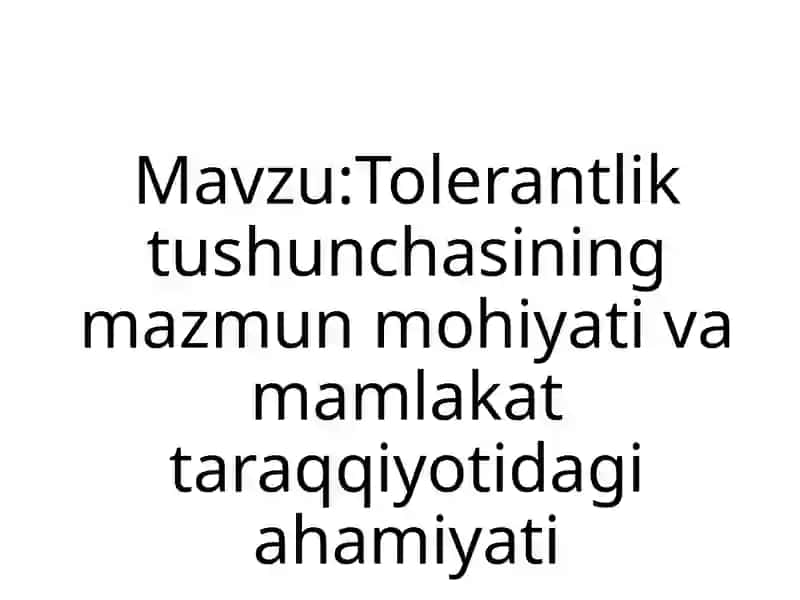 Tolerantlik Tushunchasi 2
